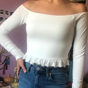 long sleeve off the shoulder top